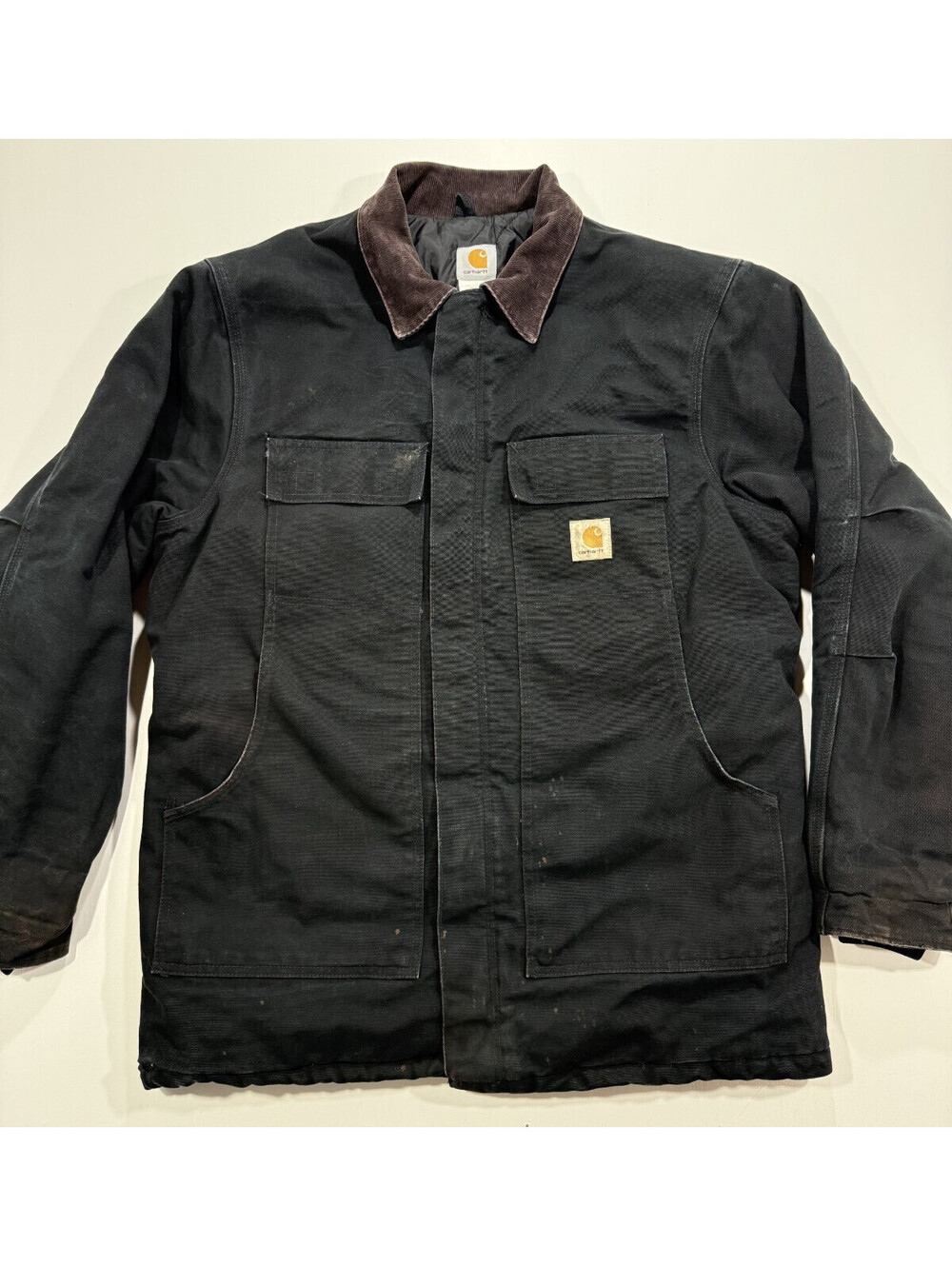 Carhartt C03 BLK Jacket Mens Tall 44 Black Quilt Lined Duck Work Coat USA